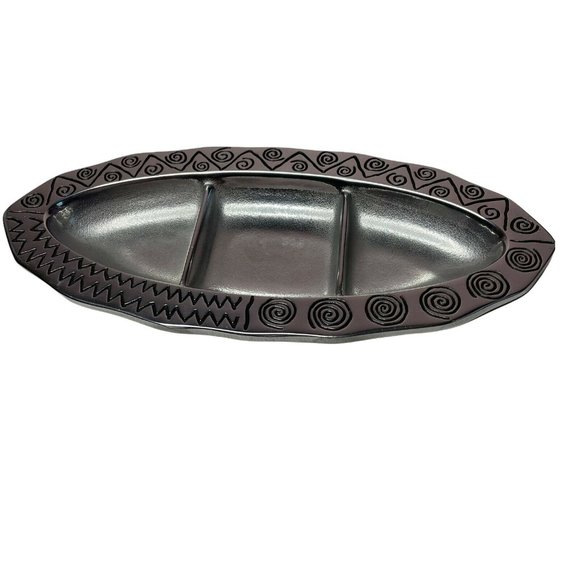 Wilton Armatale 13" Reggae Pewter Divided Platter Serving Discontinued New - Picture 3 of 6